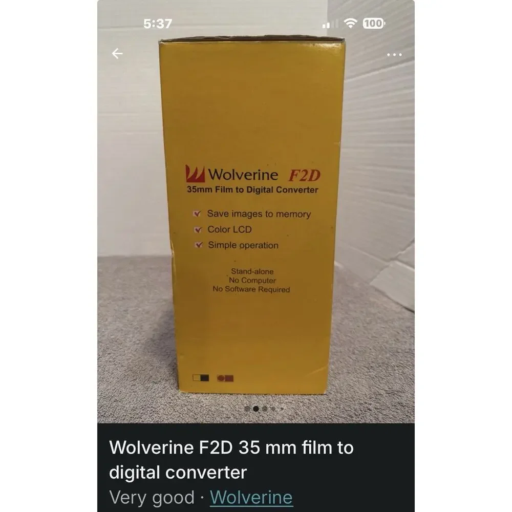 Wolverine F2D Film to Digital Converter USB LCD Display AA Battery Yellow